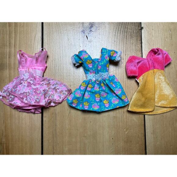 Lot of 3 Vintage Barbie Doll Dresses. Easter, Tea and Go-Go Dress. Pinks. Blue - Picture 2 of 3